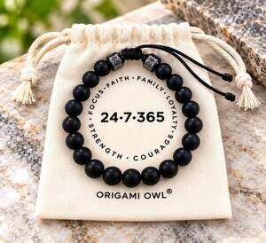 Origami Owl 24.7.365 Matte Black Bead Bracelet New